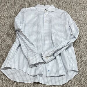 David Donahue Men's Blue Checkered Shirt 17.5 36/37 preowned great condition